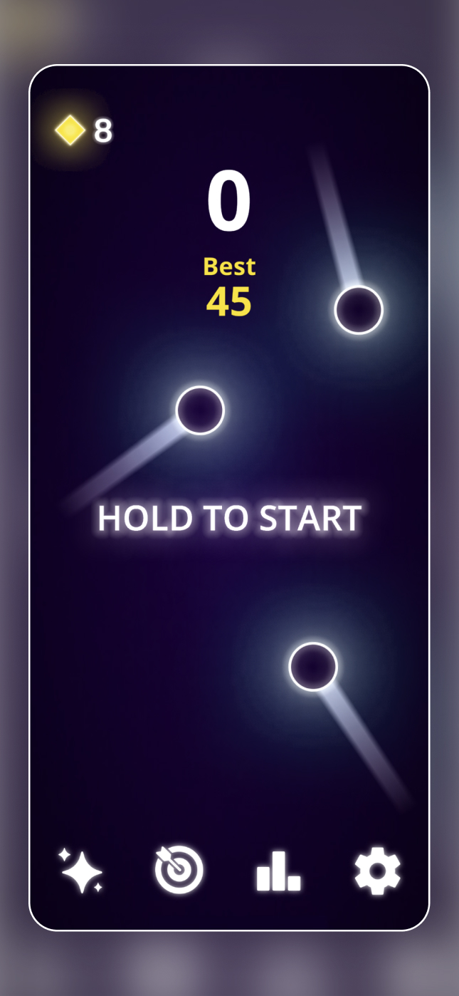 NeoDodge gameplay showing neon obstacles